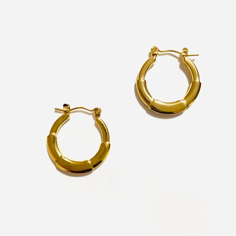 Elegant Gold-Plated Stainless Steel Hoop Earrings #09
